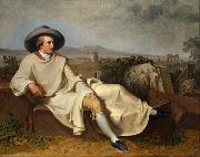 TISCHBEIN, Johann Heinrich Wilhelm Goethe in the Roman Campagna (mk08) oil on canvas